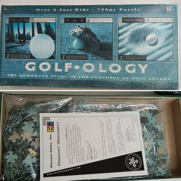 Buffalo Other - Vintage Golf-ology 750+ Piece Jigsaw Puzzle Sealed Golf Humor Box Warped